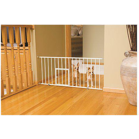 Carlson - Pet Gate Mini Walk-Through med liten kjæledyrdør Hvit 74-96,5 x 46 cm - Hund - Hundebur & transportvesker - Valpehager & hundegrinder - 