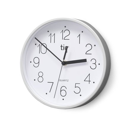 Wanduhr, Ø 225 mm, Ziffernblatt weiß/Gehäuse alugrau