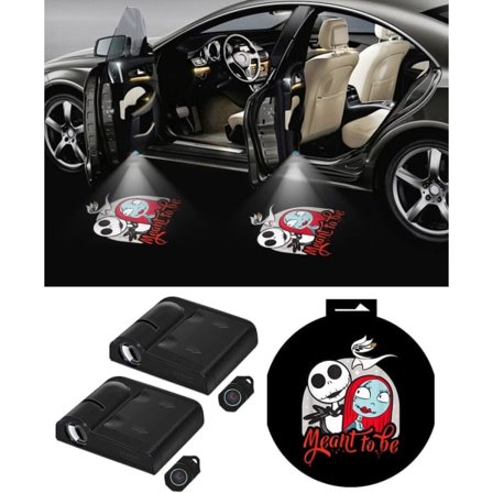 IC 2 stk Bil Dørlys Logoprosjektor for Nightmare Before Christmas Jack Skellington og Sally Bil Dørprosjektorlys Velkommen Tilstandsmodeller