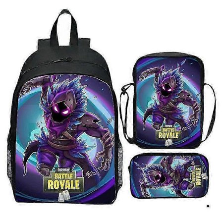 3 kpl FORTNITE 3D-printtireppusetti pojille ja tytöille, lasten koululaukku, opiskelijareppu, lasten olkalaukku Mochilas, vain reppu NUDE