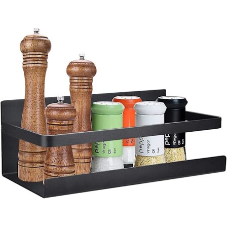 Kjøleskapshylle Hengende Hylle For Kjøleskap Magnetisk Krydderhylle Med Hylle Kjøkkenhylle Kjøkkenorganisator Oppbevaring, Svart