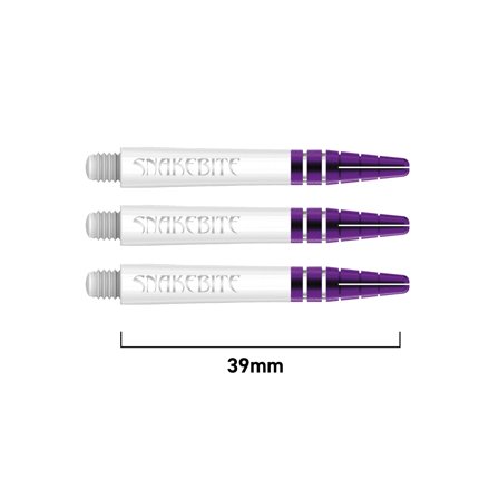 Red Dragon Darts Snakebite Nitrotech Shafts 2 Sets (6 shafts) 39mm Polycarbonate White/Purple/Green Flights Dart Shaft Extensions Accessories