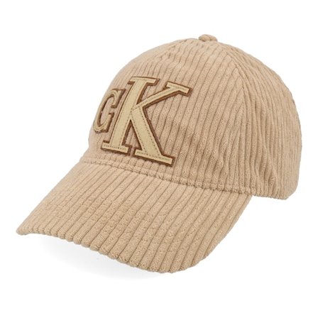 Calvin Klein - Beige unconstructed Cap - Felt Monogram Patch Tigers Eye Dad Cap @ Hatstore