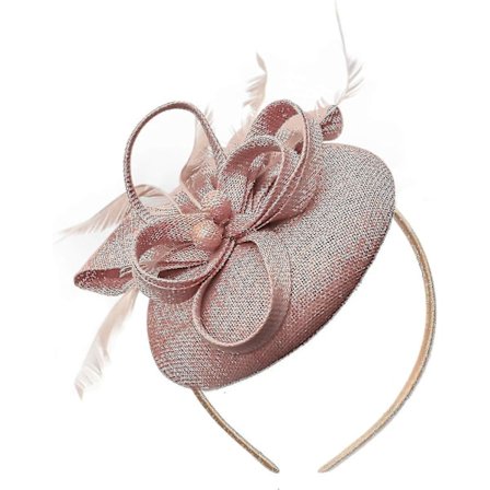 Perle Rund Pillbox Loop Hodebånd Fascinator For Kvinner Bryllup Ascot Races[Dusty Pink]