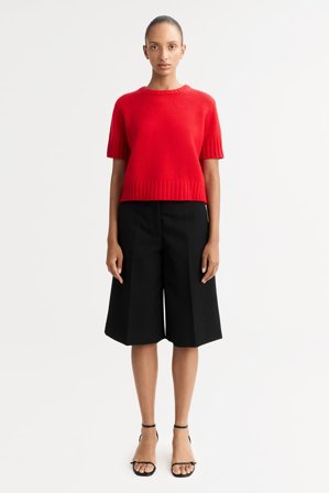 Soft Goat - Chunky Short Sleeve - Women cashmere sweater - S - Rouge