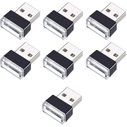 7 kpl Mini USB LED -valo Auto Mallinnus Sisävalo Auto Valo USB Yövalo (7 Väriä)