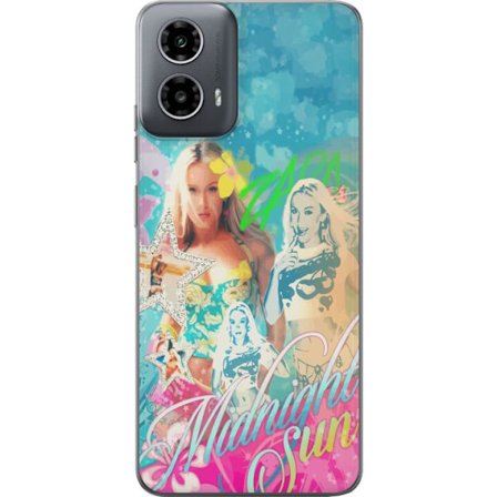 Yhteensopiva Puhelinkuori Motorola Moto G34 Seikkailumaailma Steve, Creeper ja eläimillä värikkäässä palikkagrafiikassa