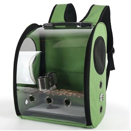 Papegøje Rygsæk Bæretaske Pet Bird Bubble Rygsæk Gennemsigtigt rejsebur med stativ Aborre kop til rejsevandring