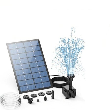 2,5W Solar Fontene Pumpe,med 6dyser og 4ft vann rør,Solar drevet pumpe