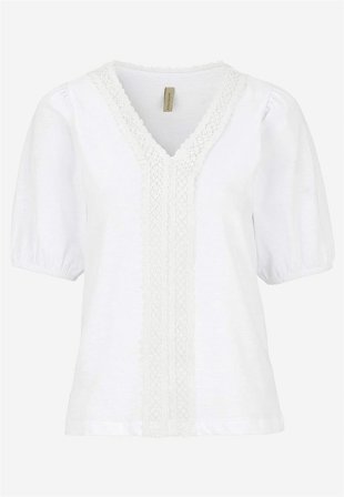 Soyaconcept - Jerseytop med broderi i hvid til damer i størrelse L (42) - Cellbes