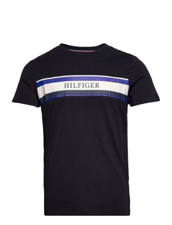 Chest Hilfiger Stripe Tee T-shirts Short-sleeved Musta Tommy Hilfiger
