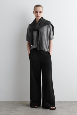 COS Damen Jogginghose Aus Jersey Mit Weitem Bein - Schwarz