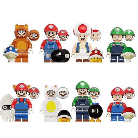 8 st/set Super Mario Minifigurer Monterade Byggklossar Leksaker Mini Figursamlarobjekt Barn Födelsedagspresent Dekoration