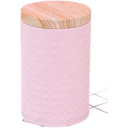 1 stk (Pink) Trælåg Madbeholder Bulk Korn Opbevaringsboks Metal