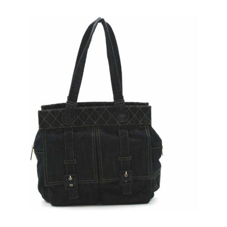 Chanel Vintage, Pre-owned CC Denim Tote Bag Zwart, Dames, Maat:ONE Size