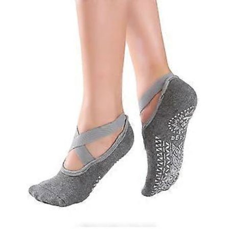 Unisex Liukuestejoogasukat, liukuestesukat, joissa on pitoa pilatekseen, pitävät puuvillasukat kotiin sairaalaan treeniurheiluun harmaa