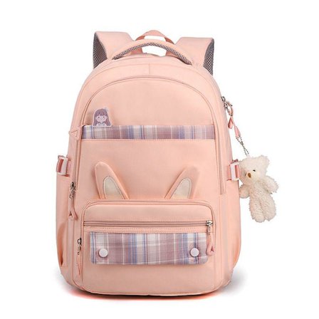 Studerendes skoletaske ny børnetaske folkeskole elev casual skoletaske pige rygsæk reducer byrden-pink