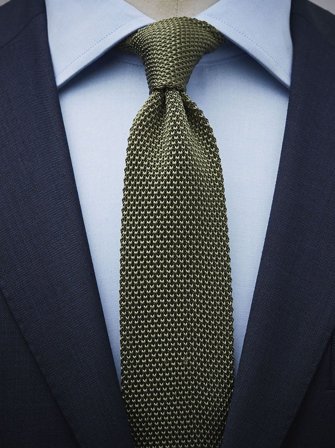 John Henric Men's Olivgrønn Strikket Slips Size 6