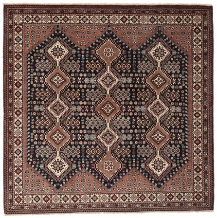 Oosters Yalameh Vloerkleed 206X209 Vierkant Zwart/Bruin Wol, Perzië/Iran