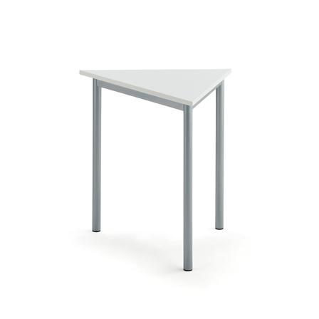 Tisch SONITUS TRIANGEL, 800x700x720 mm, Hochdrucklaminat weiß, alugrau