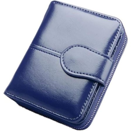 Läderplånbok för män, RFID-skyddsfönster, mörkblå, smal plånbok för män, säker kort- och kontanthållare
