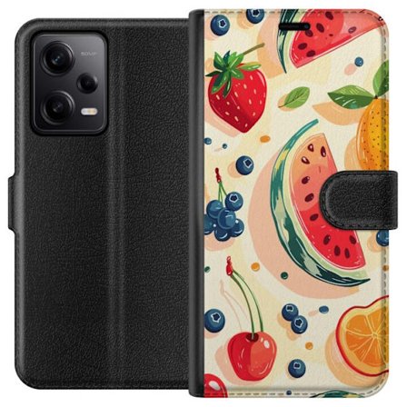 Yhteensopiva Lompakkokotelo Xiaomi Redmi Note 12 Pro Leikkisä hedelmäkuvaus vesimelonia, sitrushedelmiä, mansikoita, kirsikoita ja marjoja