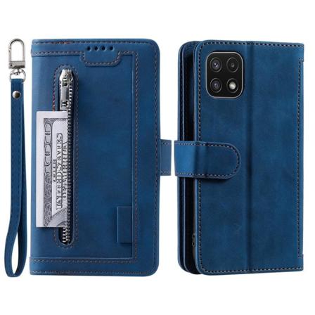 SKALO Samsung A22 5G Big Wallet Ruskind Pung Etui - Blå Blue