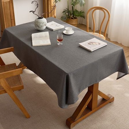 Tvättbar fläckbeständig duk, 140 x 200 cm, vattentät rektangulär duk i mörkgrå bomulls- och linnestil