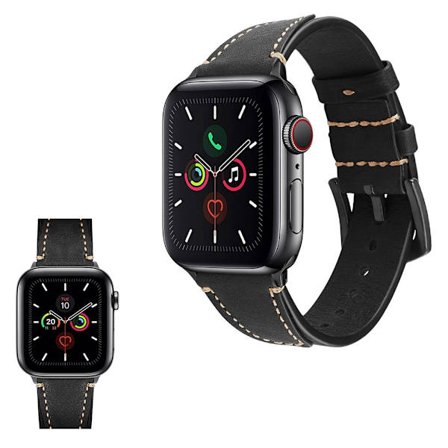 Apple Watch Series 5 / 4 40mm klockarmband i äkta läder - Svart