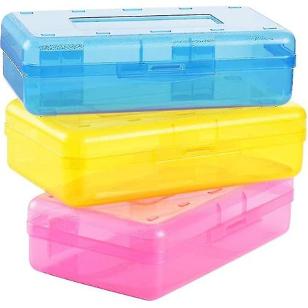 Blyantsæske med stor kapacitet, Blyantsæske i lyse farver med flere funktioner, Blyantsæske i holdbart plastik, Opbevaringsboks til kontorartikler, 