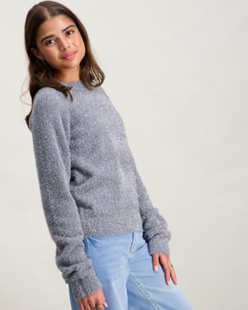 Creamie Pullover Knit Glitter Gris Pulls Fille - Kids Brand Store