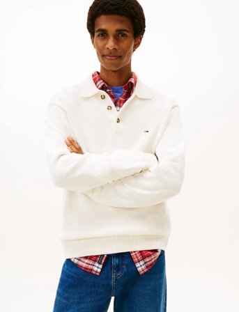Tommy Jeans Tjm Slim Essential Polo Swtr Ext - White - M