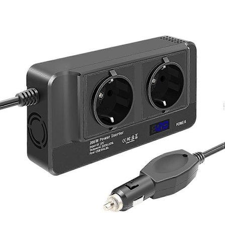 200W Bilomformer, Spændingsomformer 12V til 220V med LCD, (EU-stik)