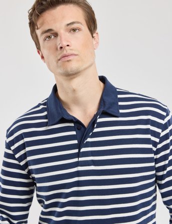 Armor Lux Striped Polo Shirt Long Sleeves Héritage - Navy - XXXL