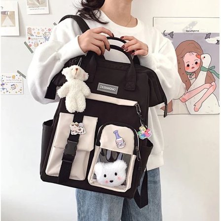 Ryggsäck i Harajuku-stil för tjej, stor kapacitet, söt Kawaii-resväska, laptop-bokväska för kvinnor, Mochilas~08201