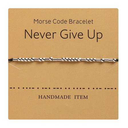 Morse Code Armbånd Perlearmbånd GIV ALDRIG OP GIV ALDRIG OP