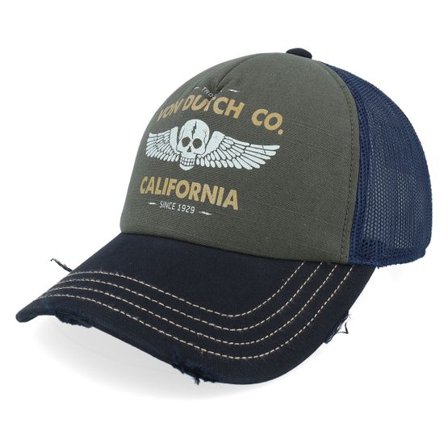 Von Dutch - Grön trucker Keps - Screen Print Navy/Dark Green/Black A-Frame Trucker @ Hatstore