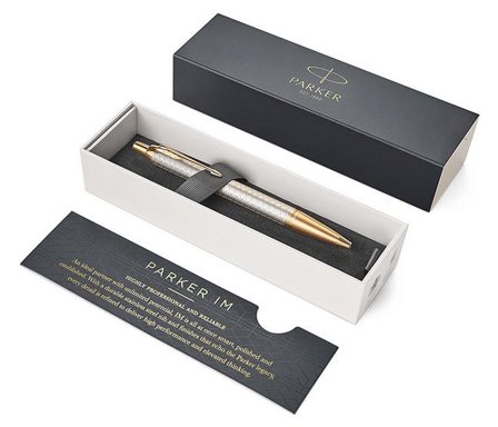 PARKER Kugelschreiber IM Prem. Warm Silver M Blau