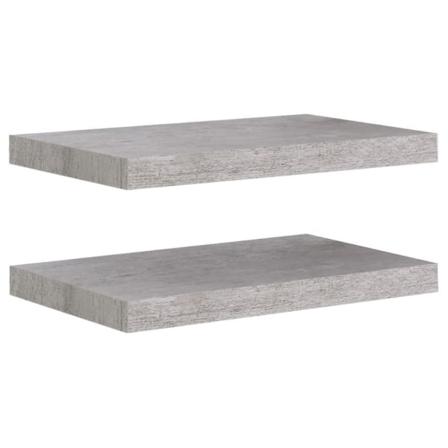 Vidaxl Svävande Vägghyllor 2 St Betonggrå 50x23x3,8 Cm Mdf Grå