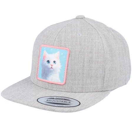 Kiddo Cap - Šedá snapback Kšiltovka - Kids Cute Kitten Patch Heather Grey Snapback @ Hatstore