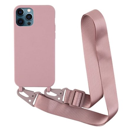 Tyndt TPU etui med mat finish og justerbar strop til iPhone 12 Pro Max - Deep Pink