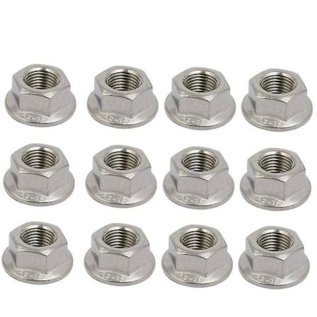 12 M8 Pitch Metric Fintandade Ortopediska 304 Rostfritt Stål Sexkantiga Flänsmuttrar