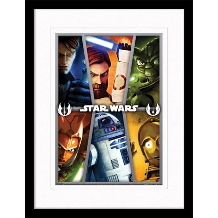 Star Wars: The Clone Wars Collage Inramad Poster 40cm x 30cm Vit