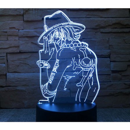 One Piece Anime-serie Touch-fjärrkontroll Kreativ 3D Nattlampa Sänglampa T USB Touch Färgrik