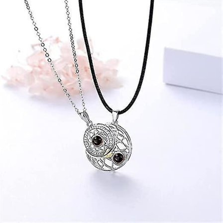 2 st 100 språk sol måne par magnetiskt hänge halsband