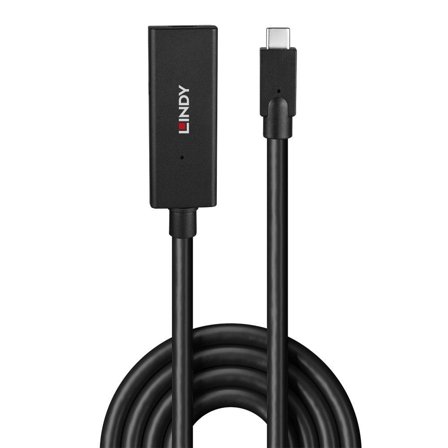 Lindy USB-C 3.2 Kabelskjøt C-C - 5m C(M) - C(F) USB Kabel 10Gbps Sort