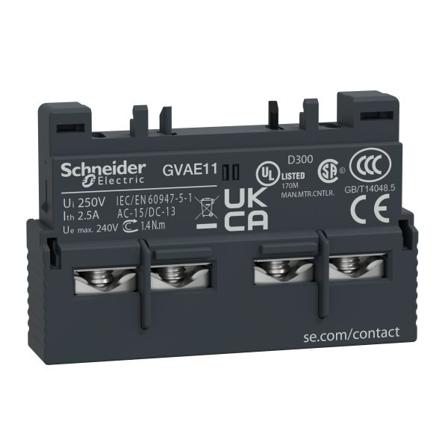 Schneider Electric GVAE11 Hjelpekontaktblokk TeSys GV2 og GV3 1 sluttende + 1 brytende, frontmonteres, Elfordeling & strømforsyning
