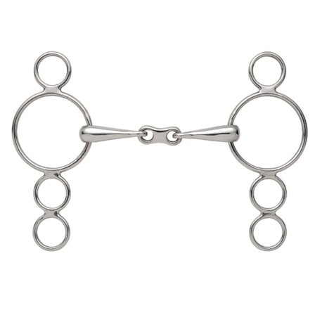 Shires French Link Häst 3 Ring Gag Bit 5in Silver