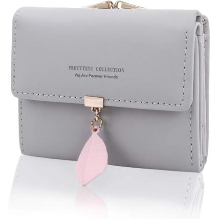 Damepung - KQueenStar Læderpung Dame Kreditkort Holder Damepung Case (Grå-F)