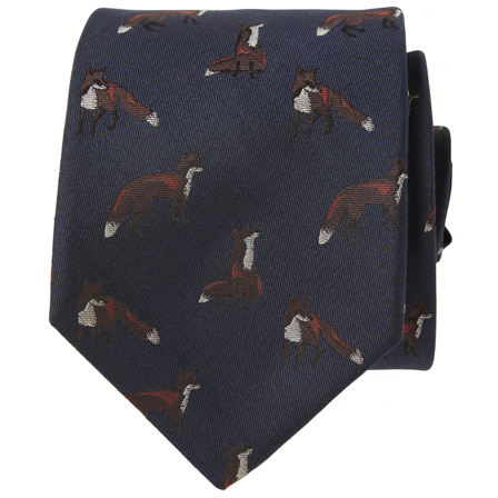 Chevalier Dixter Silk Tie Dark Navy Foxes
